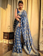 Amazing Navy Blue Soft Silk Saree With Hypnotic Blouse Piece