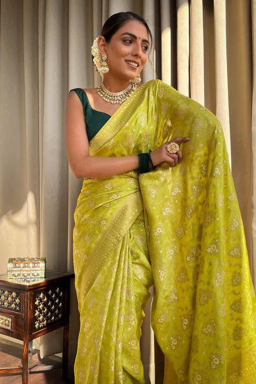 Load image into Gallery viewer, Enchanting Yellow Soft Silk Saree With Fantabulous Blouse Piece
