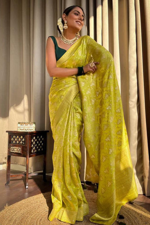 Load image into Gallery viewer, Enchanting Yellow Soft Silk Saree With Fantabulous Blouse Piece
