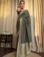 Amazing Dark Green Soft Banarasi Silk Saree With Flaunt Blouse