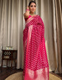 Outstanding Dark Pink Soft Banarasi Silk Saree With Desiring Blouse