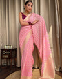 Entrancing Pink Soft Banarasi Silk Saree With Admirable Blouse