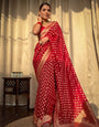 Bucolic Red Soft Banarasi Silk Saree With Dalliance Blouse