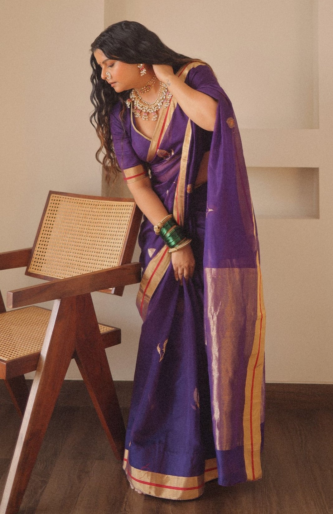 Outstanding Purple Cotton Silk Saree With Flattering Blouse Piece