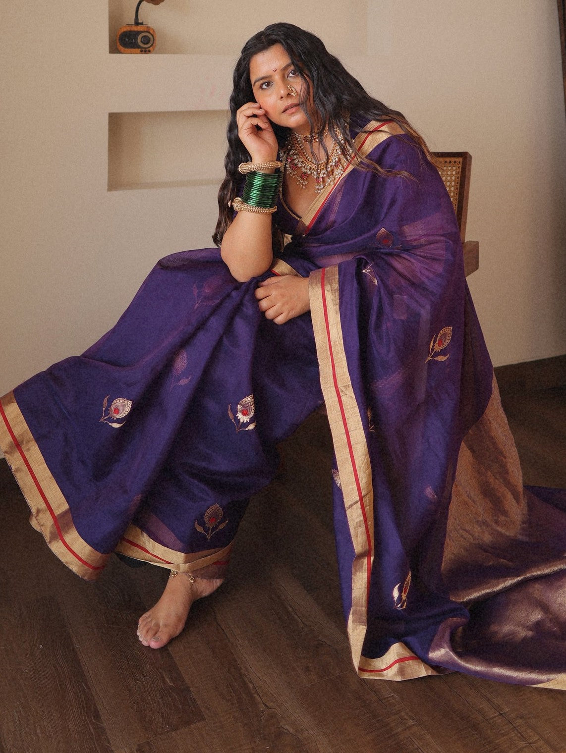 Outstanding Purple Cotton Silk Saree With Flattering Blouse Piece