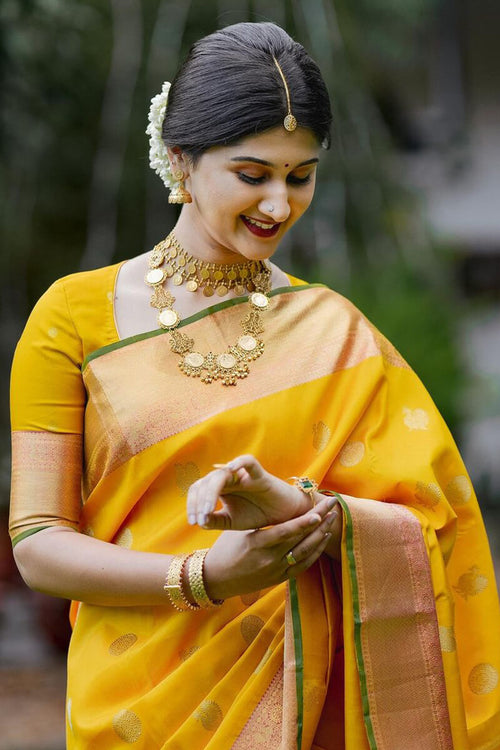 Load image into Gallery viewer, Amazing Yellow Soft Silk Saree With Surpassing Blouse Piece
