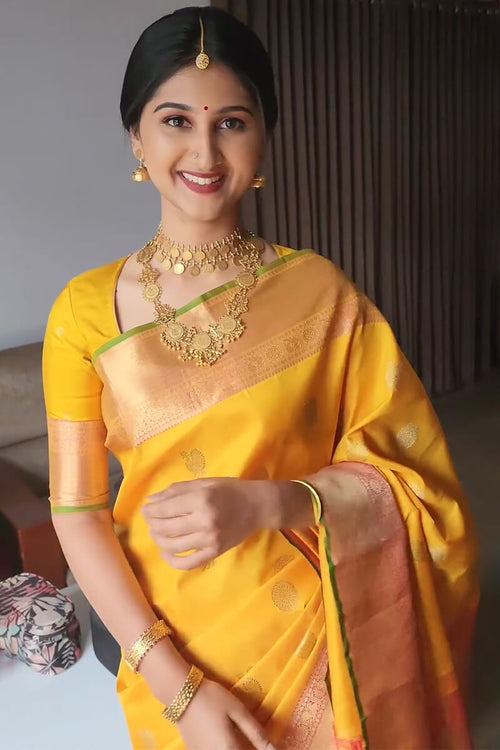 Load image into Gallery viewer, Amazing Yellow Soft Silk Saree With Surpassing Blouse Piece
