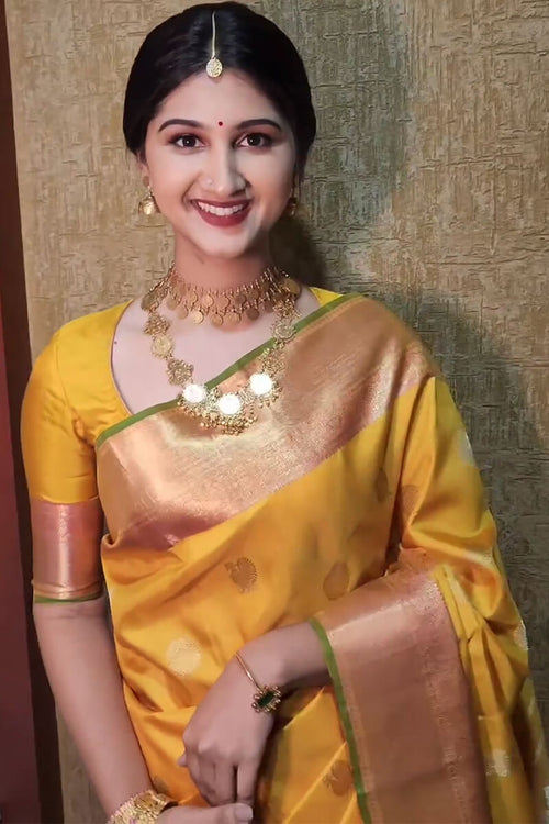 Load image into Gallery viewer, Amazing Yellow Soft Silk Saree With Surpassing Blouse Piece
