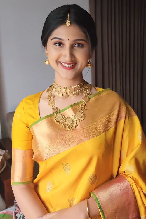 Load image into Gallery viewer, Amazing Yellow Soft Silk Saree With Surpassing Blouse Piece
