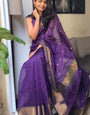 Groovy Purple Cotton Silk Saree With Adoring Blouse Piece