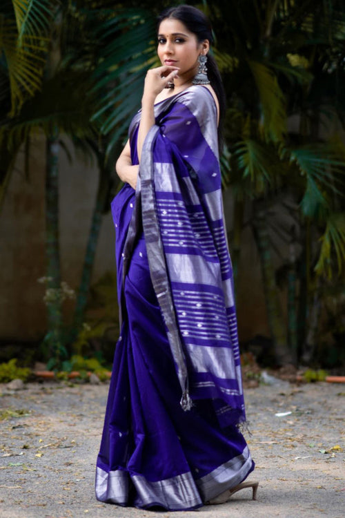 Load image into Gallery viewer, Surpassing Royal Blue Soft Silk Saree With Fancifull Blouse Piece
