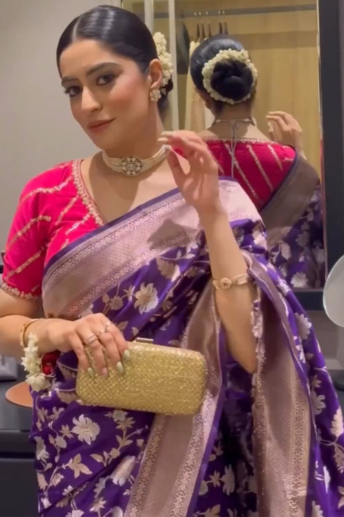 Load image into Gallery viewer, Invaluable Purple Soft Silk Saree With Designer Blouse Piece
