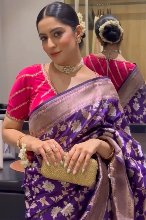 Load image into Gallery viewer, Invaluable Purple Soft Silk Saree With Designer Blouse Piece
