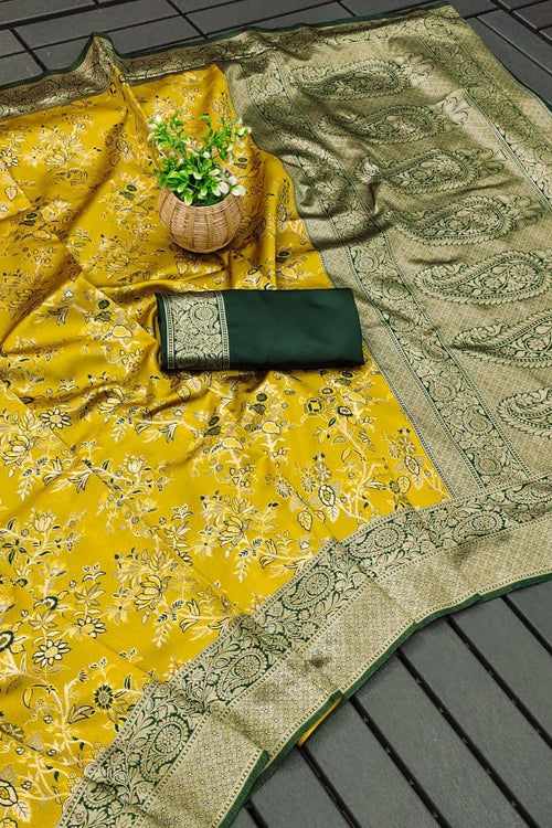 Load image into Gallery viewer, Desiring Yellow Soft Silk Saree With Blissful Blouse Piece
