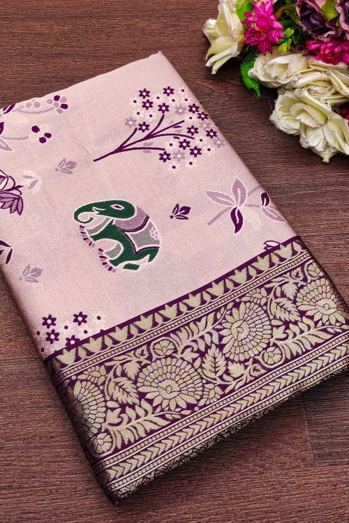 Load image into Gallery viewer, Deserving Lavender Soft Silk Saree With Ravishing Blouse Piece
