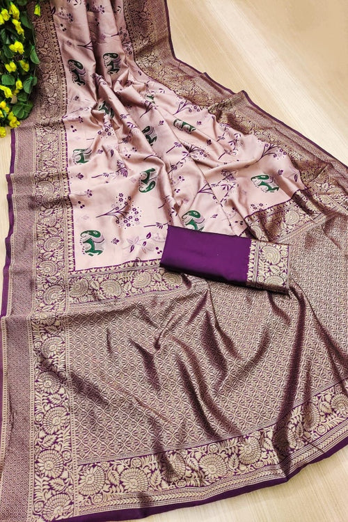 Load image into Gallery viewer, Deserving Lavender Soft Silk Saree With Ravishing Blouse Piece
