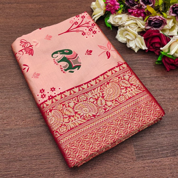 Ideal Pink Soft Silk Saree With Divine Blouse Piece