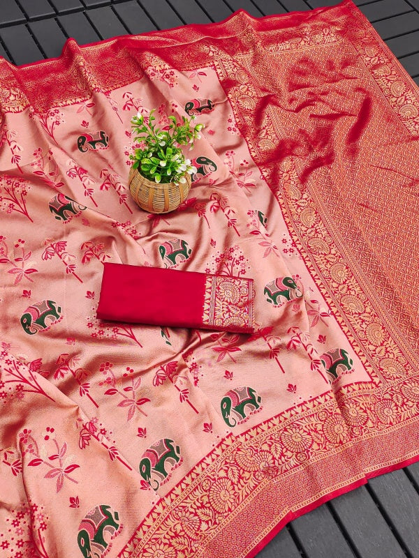 Ideal Pink Soft Silk Saree With Divine Blouse Piece