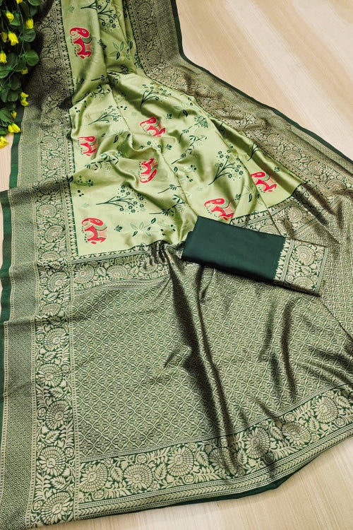 Load image into Gallery viewer, Desultory Pista Soft Silk Saree With Epiphany Blouse Piece
