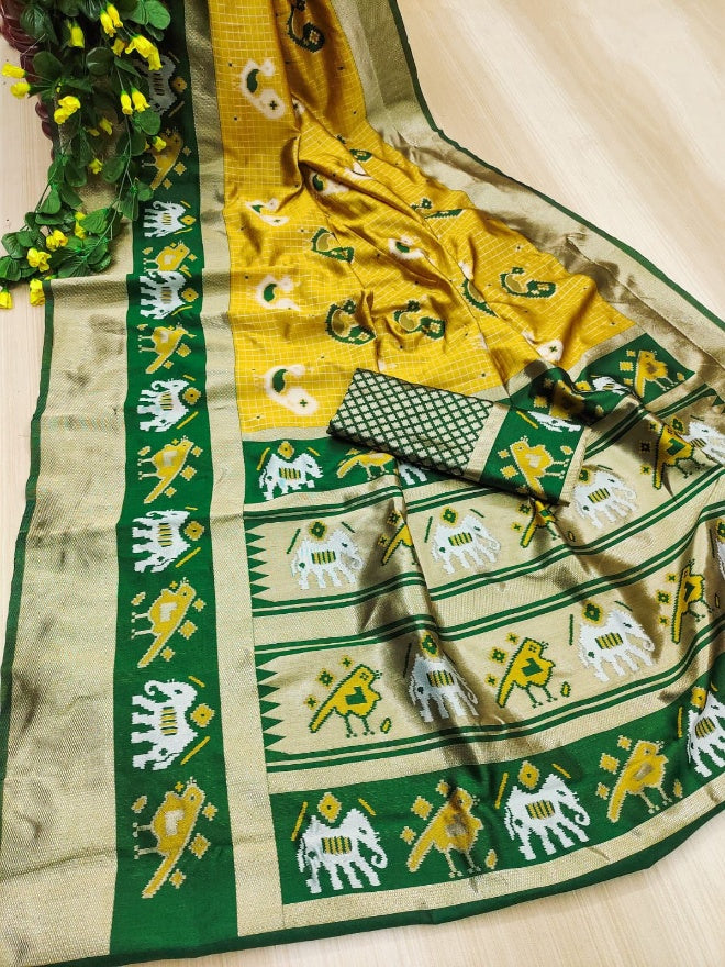 Opulent Mustard Soft Silk Saree With Glorious Blouse Piece