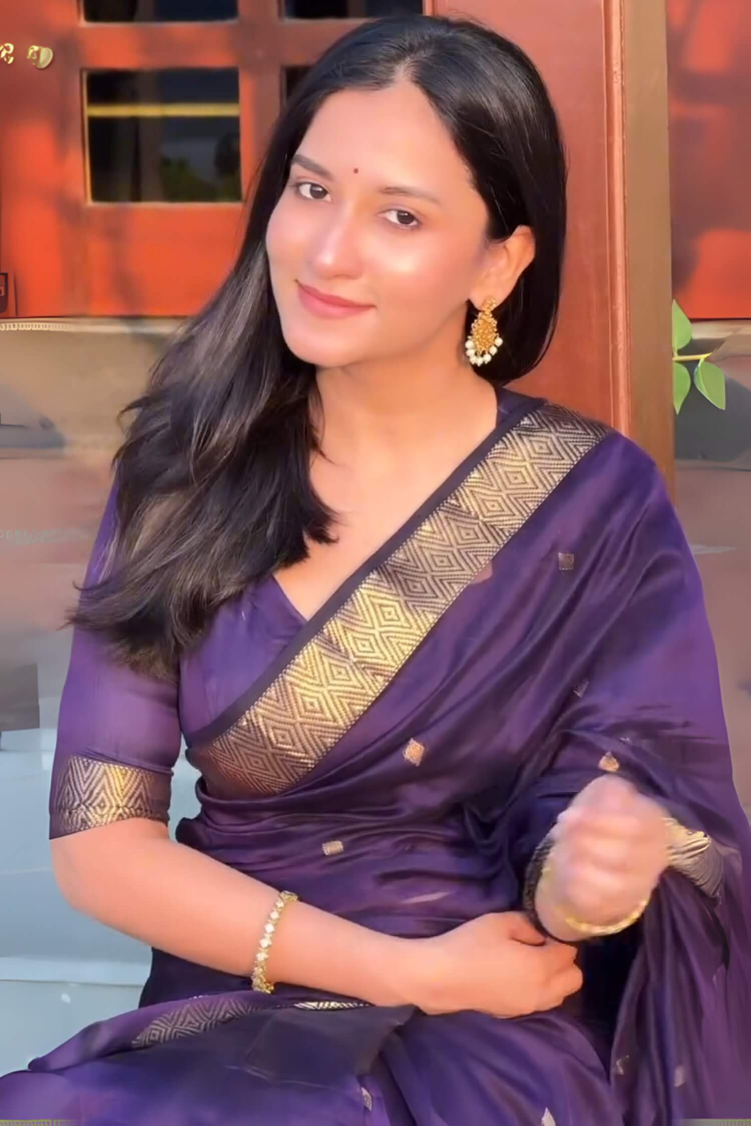 Winsome Purple Cotton Silk Saree With Forbearance Blouse Piece