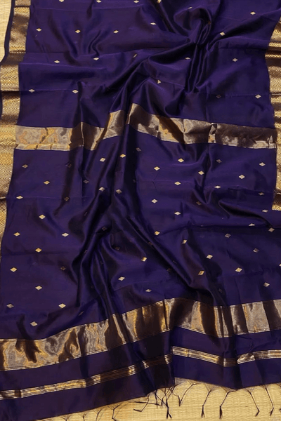 Bollywood Style Purple Cotton Silk Saree With Majestic Blouse Piece
