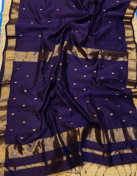 Bollywood Style Purple Cotton Silk Saree With Majestic Blouse Piece