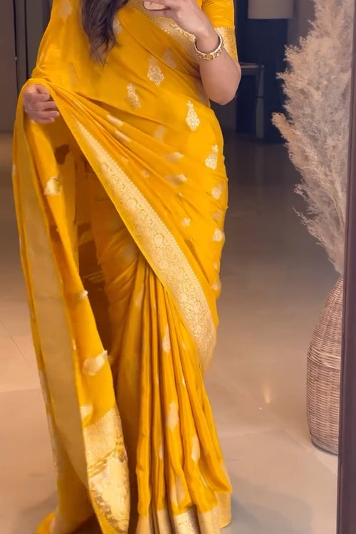 Load image into Gallery viewer, Extraordinary Yellow Soft Silk Saree With Glowing Blouse Piece
