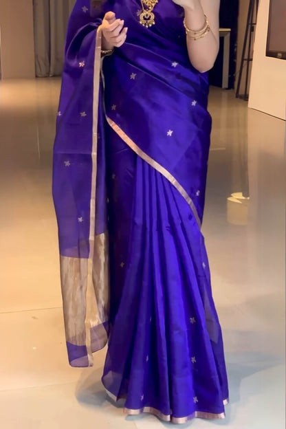 Ratatouille Royal Blue Soft Silk Saree With Wonderful Blouse Piece