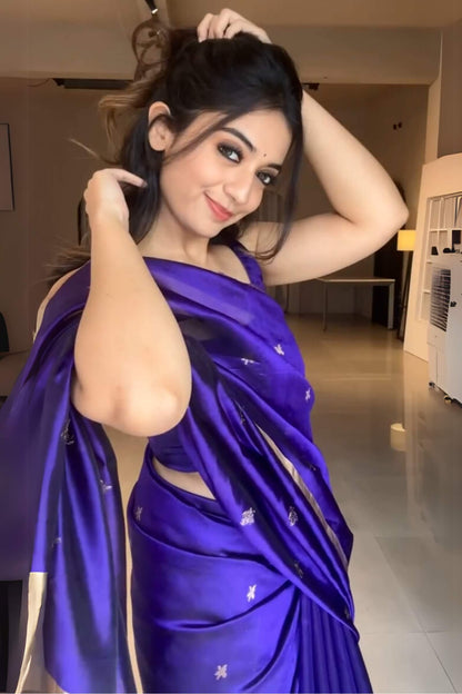 Ratatouille Royal Blue Soft Silk Saree With Wonderful Blouse Piece