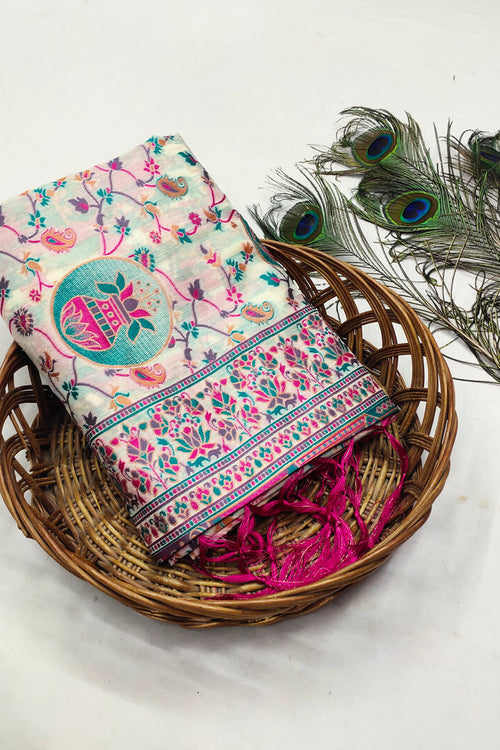 Load image into Gallery viewer, Susurrous Beige Pashmina Saree With Phenomenal Blouse Piece
