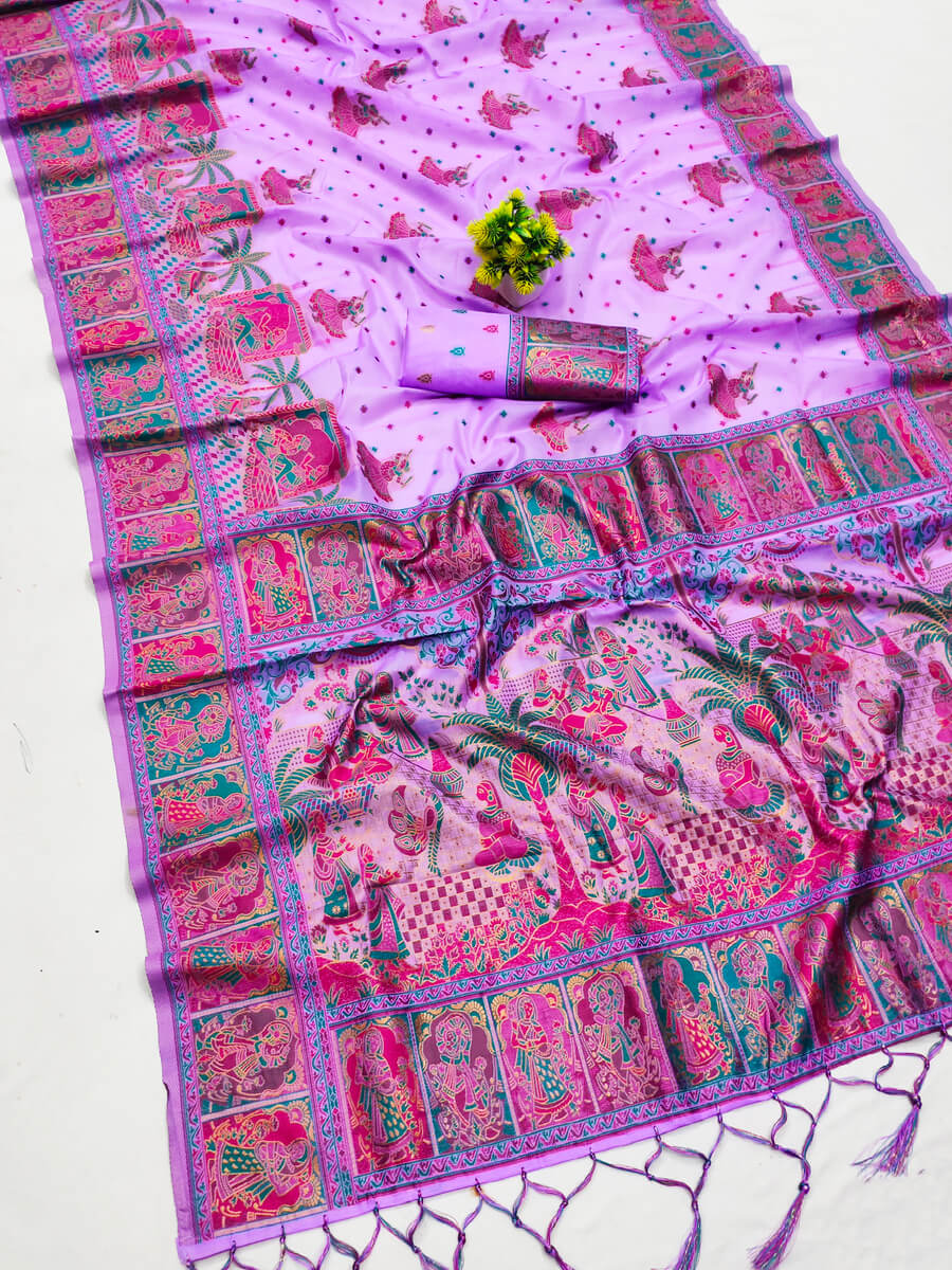 Piquant Lavender Pashmina Saree With Dalliance Blouse Piece