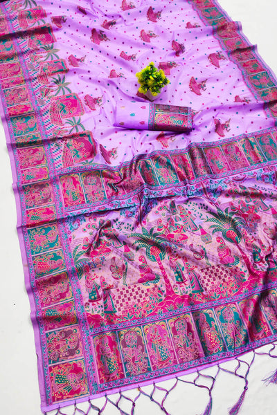 Piquant Lavender Pashmina Saree With Dalliance Blouse Piece