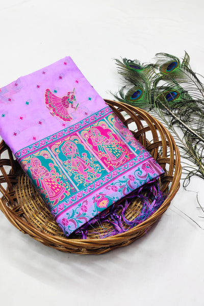 Piquant Lavender Pashmina Saree With Dalliance Blouse Piece