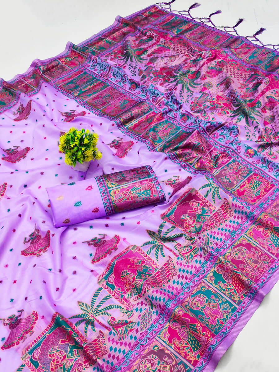 Piquant Lavender Pashmina Saree With Dalliance Blouse Piece