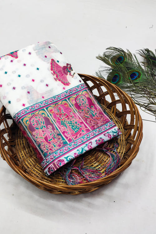 Load image into Gallery viewer, Scrupulous Off White Pashmina Saree With Evocative Blouse Piece
