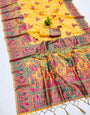 Demesne Yellow Pashmina Saree With Prodigal Blouse Piece
