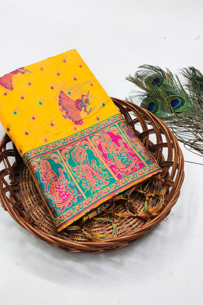 Demesne Yellow Pashmina Saree With Prodigal Blouse Piece