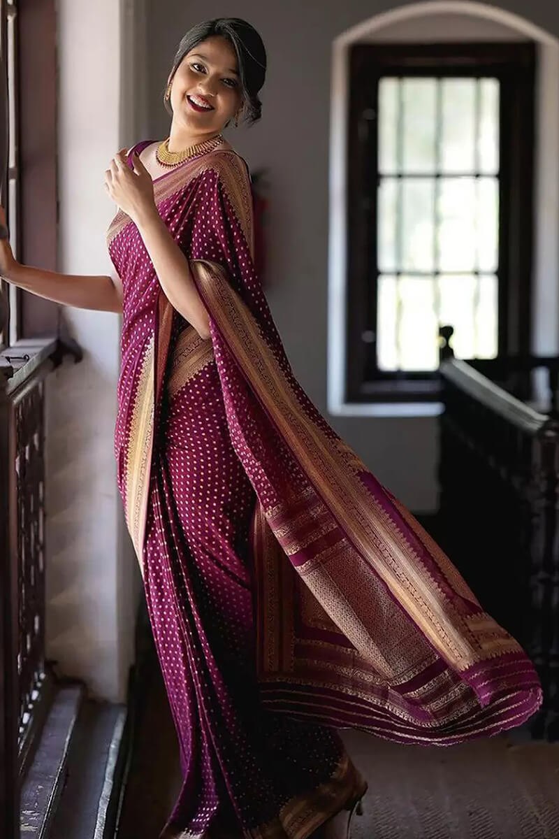 Girlish Purple Soft Silk Saree With Pulsating Blouse Piece