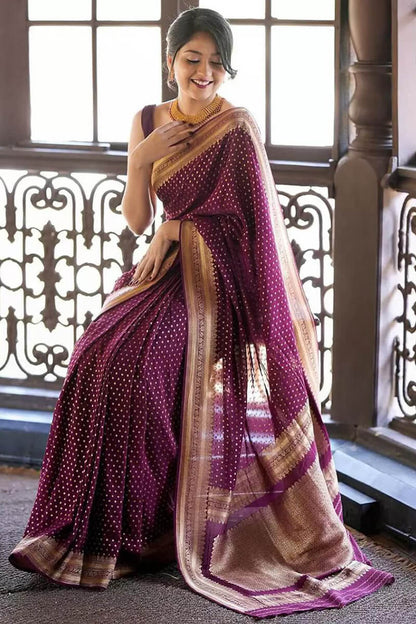 Girlish Purple Soft Silk Saree With Pulsating Blouse Piece