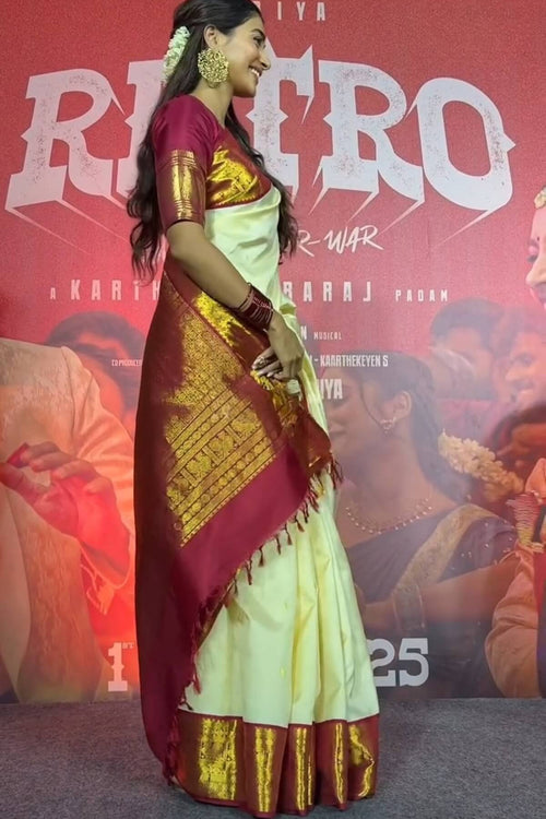 Load image into Gallery viewer, Flameboyant Beige Soft Banarasi Silk Saree With Classy Blouse Piece
