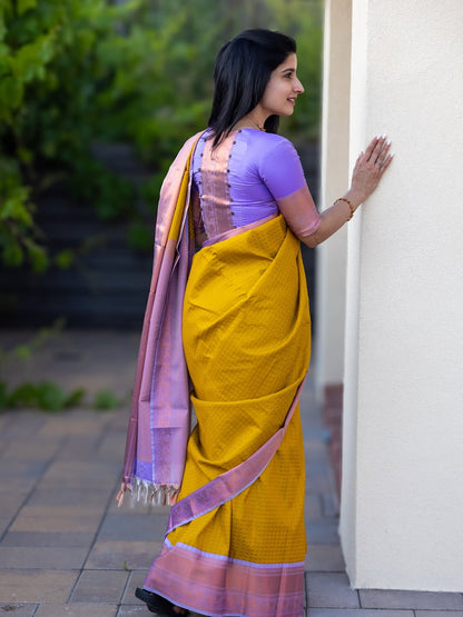 Felicitous Yellow Soft Silk Saree With Desiring Blouse Piece