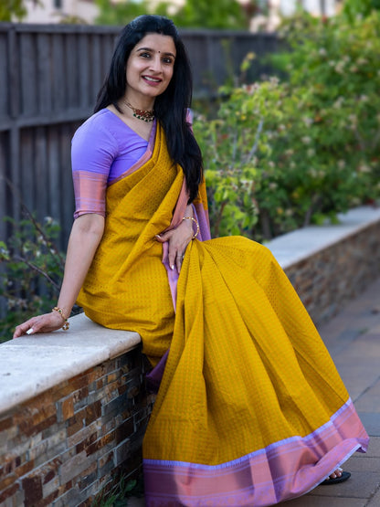 Felicitous Yellow Soft Silk Saree With Desiring Blouse Piece