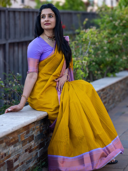 Felicitous Yellow Soft Silk Saree With Desiring Blouse Piece
