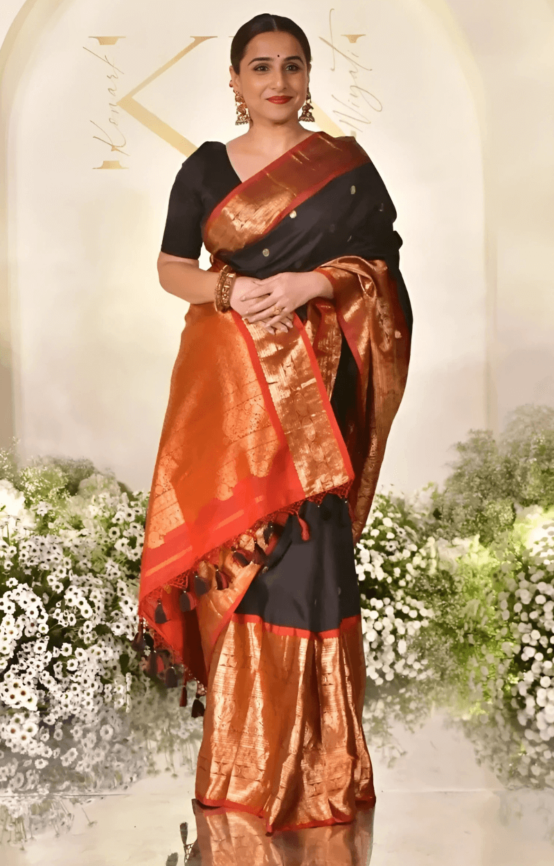 Gratifying Black Soft Banarasi Silk Saree With Assemblage Blouse Piece