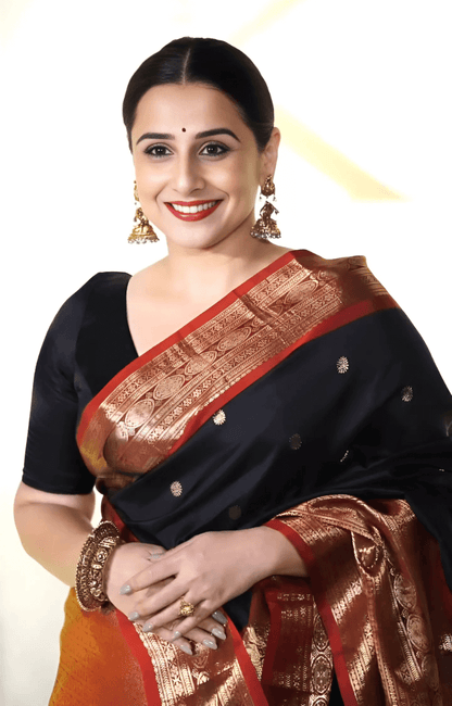 Gratifying Black Soft Banarasi Silk Saree With Assemblage Blouse Piece