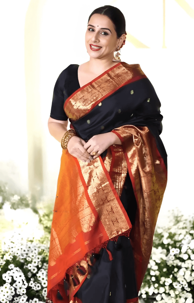 Gratifying Black Soft Banarasi Silk Saree With Assemblage Blouse Piece