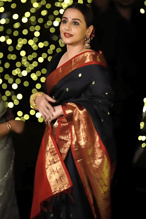 Load image into Gallery viewer, Gratifying Black Soft Banarasi Silk Saree With Assemblage Blouse Piece
