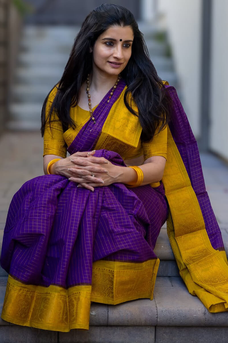 Majestic Purple Soft Silk Saree With Diaphanous Blouse Piece