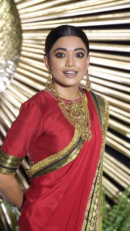 Vibrant Red Soft Silk Saree With Designer Blouse Piece